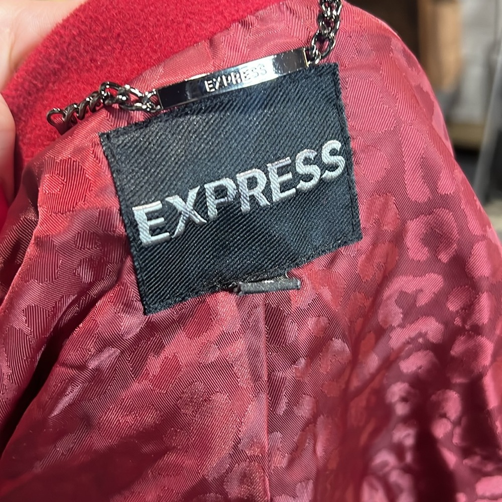 Express Red Collarless Jacket Blazer - image 6